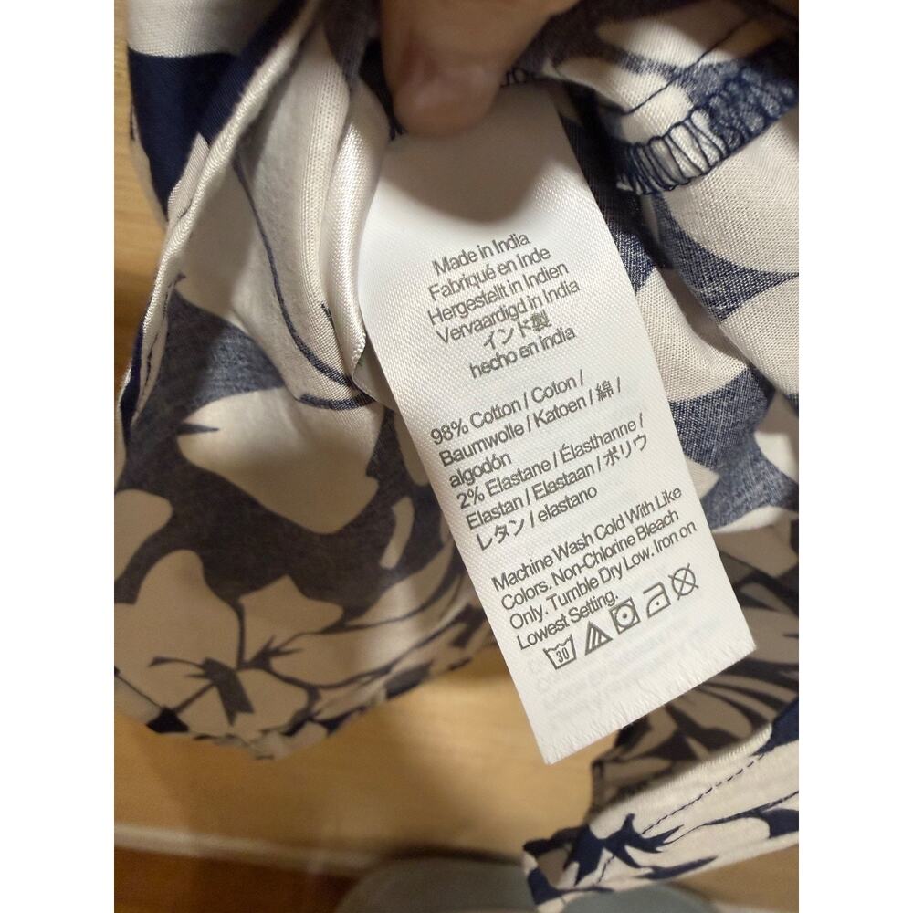 NEW NWT J. Crew Navy White Floral Sleeveless Cotton Stretch Blouse Sz MED M - Picture 8 of 10